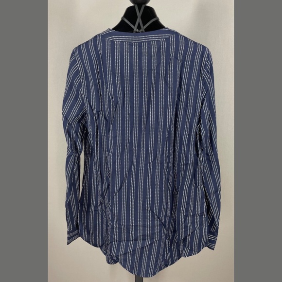 NEW Talbots Shirt Womens Small blue white stripe henley button up casual classic - Picture 7 of 9